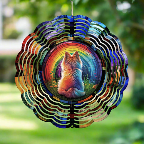 Pomeranian Rainbow Wind Spinner